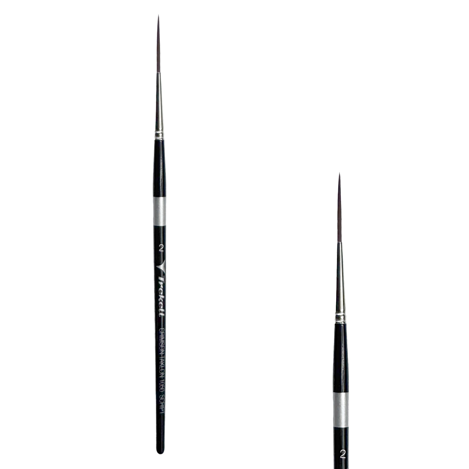 Trekell Crimson Taklon Short Handle Artist Brush - Size #2 Script/Rigger from Trekell Art Supplies