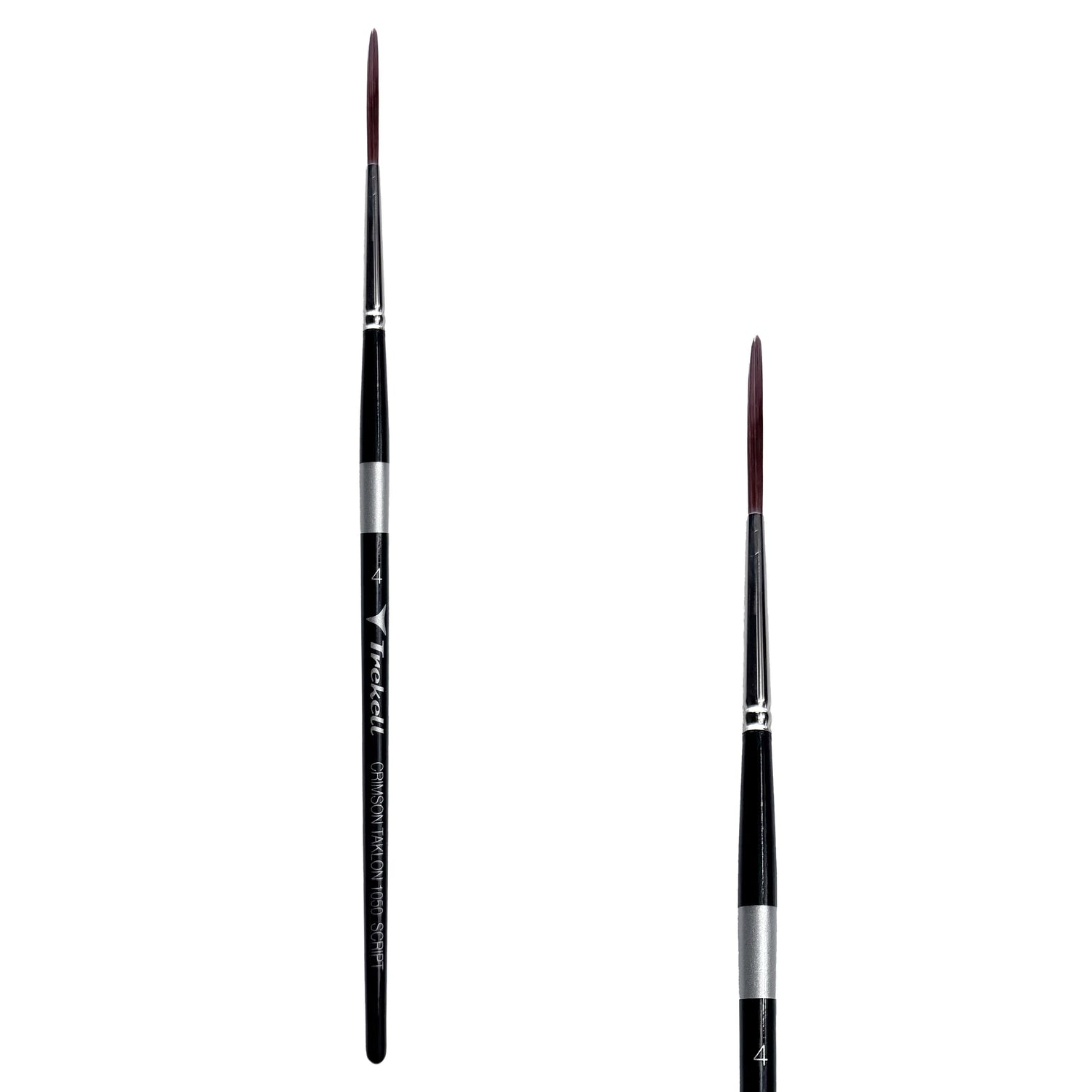 Trekell Crimson Taklon Short Handle Artist Brush - Size #4 Script/Rigger from Trekell Art Supplies