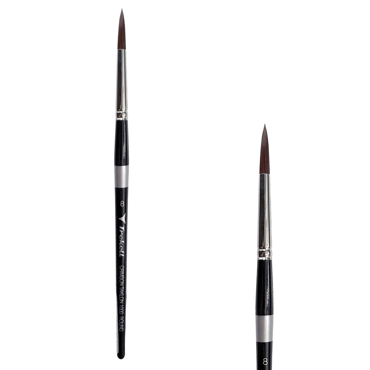 Trekell Crimson Taklon Short Handle Artist Brush - Size #8 Round from Trekell Art Supplies
