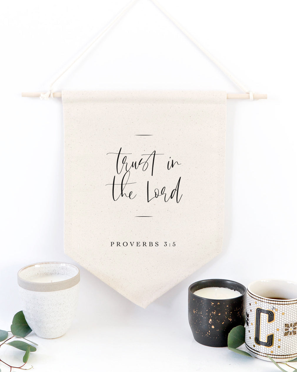 Trust in the Lord, Proverbs 3:5 Cotton Canvas Scripture, Hanging Wall Banner from The Cotton & Canvas Co.