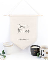 Trust in the Lord, Proverbs 3:5 Cotton Canvas Scripture, Hanging Wall Banner from The Cotton & Canvas Co.