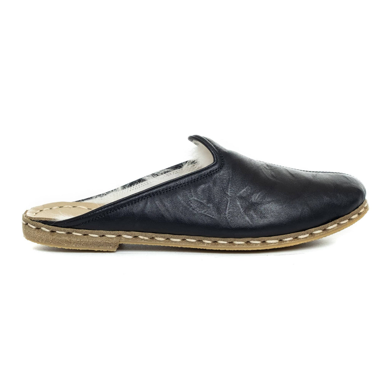 Women's Black Slipper Shearlings from Atlantis Handmade Shoes