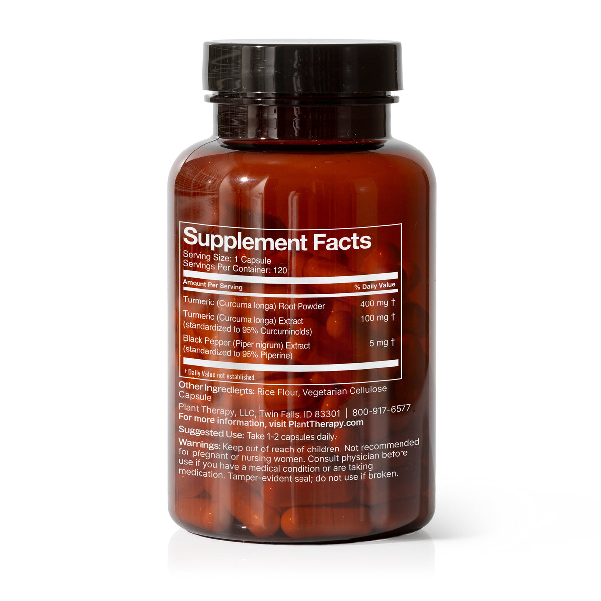 Turmeric with Black Pepper Herbal Supplement - 120 Capsules from Plant Therapy