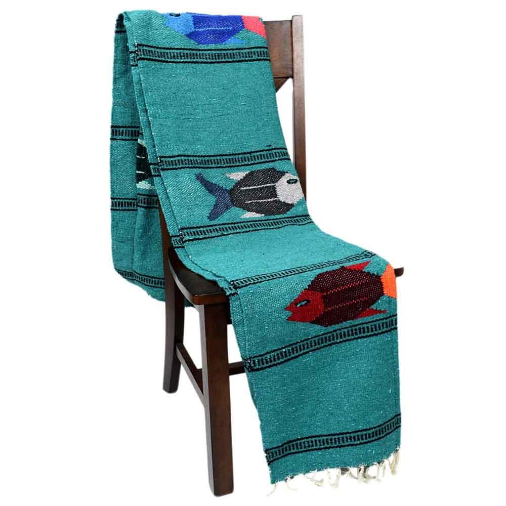 Midnight Teal Baja Fish Yoga Blanket from West Path