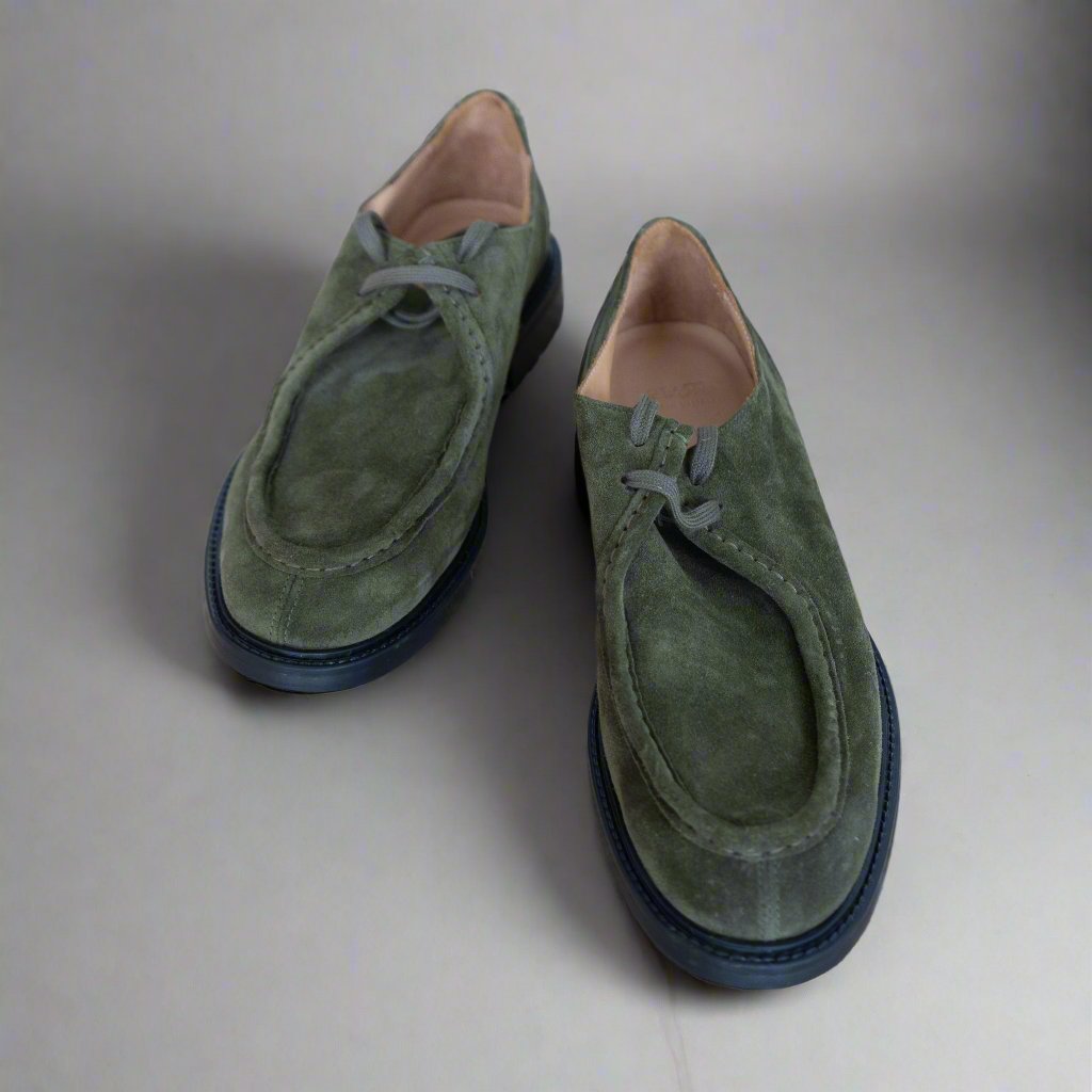 Men's Olive Suede Tuscan Derby Boot From Del Toro Shoes