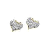 14K Gold Plated CZ Stone Paved Heart Stud Earrings from Madeline Love