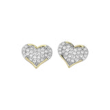 14K Gold Plated CZ Stone Paved Heart Stud Earrings from Madeline Love