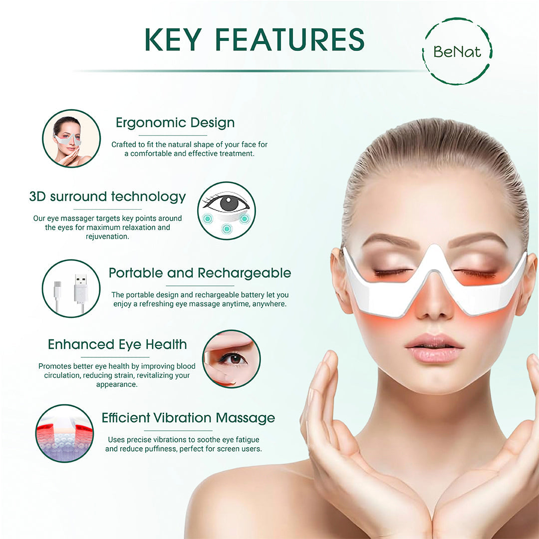 Under-Eye Red Light Therapy Skin Rejuvenation and Relaxation Massager from BeNat