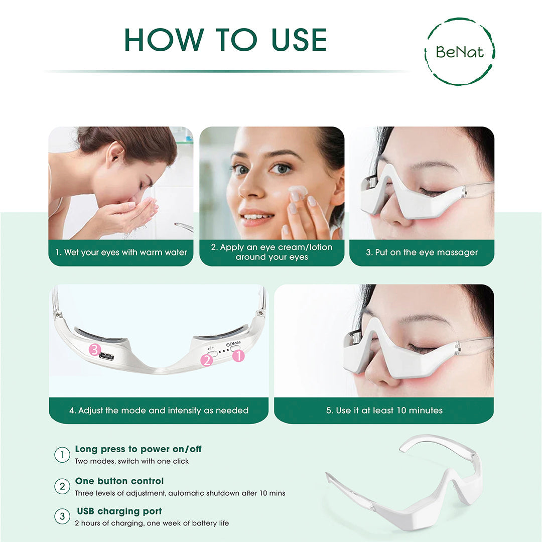 Under-Eye Red Light Therapy Skin Rejuvenation and Relaxation Massager from BeNat