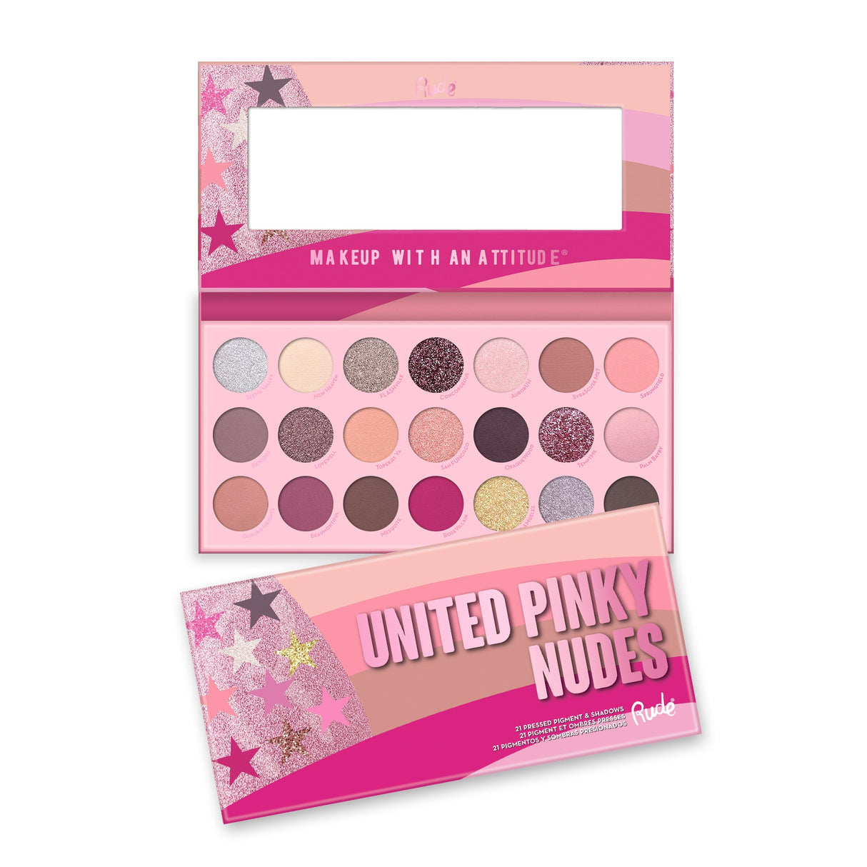 United Pinky Nudes Palette Display Set, 12 pcs from Rude Cosmetics
