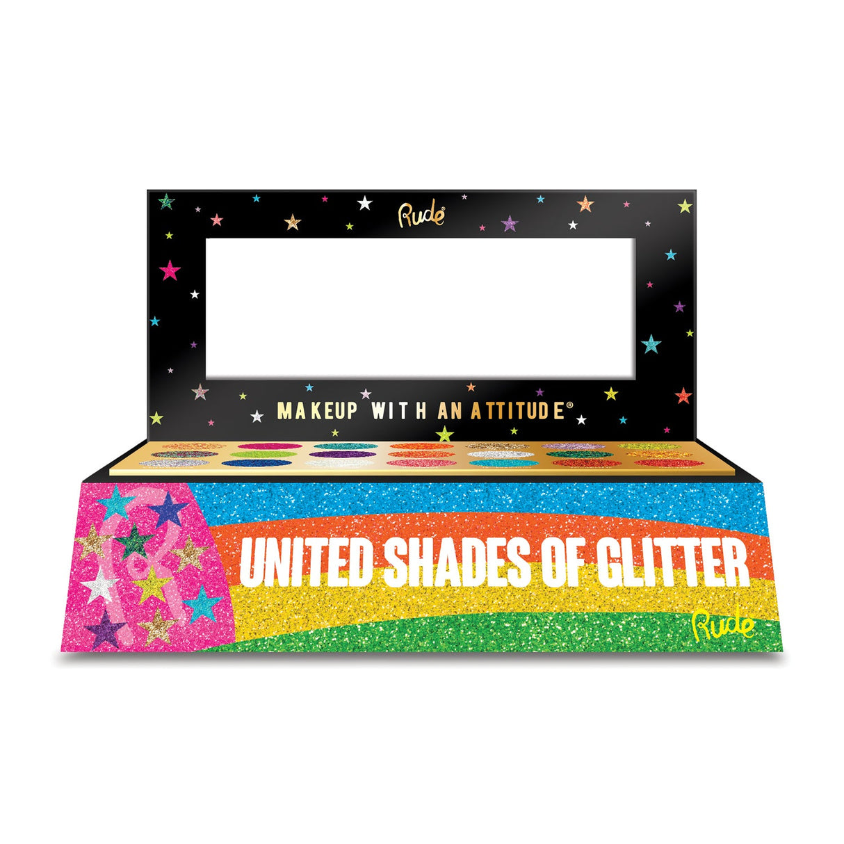 United Shades of Glitter Pressed Glitter Palette Display Set, 12pcs from Rude Cosmetics
