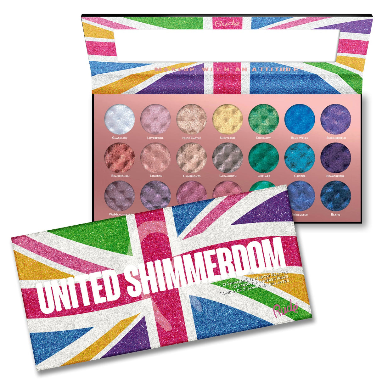United Shimmerdom -  21 Shimmer Eyeshadow Palette from Rude Cosmetics