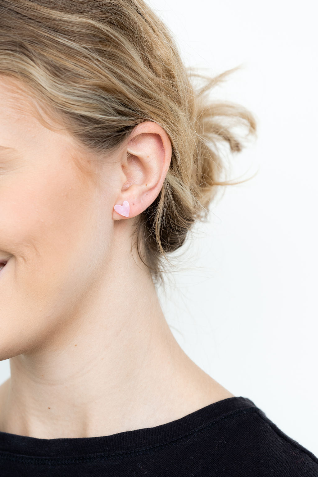 Hand Drawn Heart Studs- Pink from Spiffy & Splendid