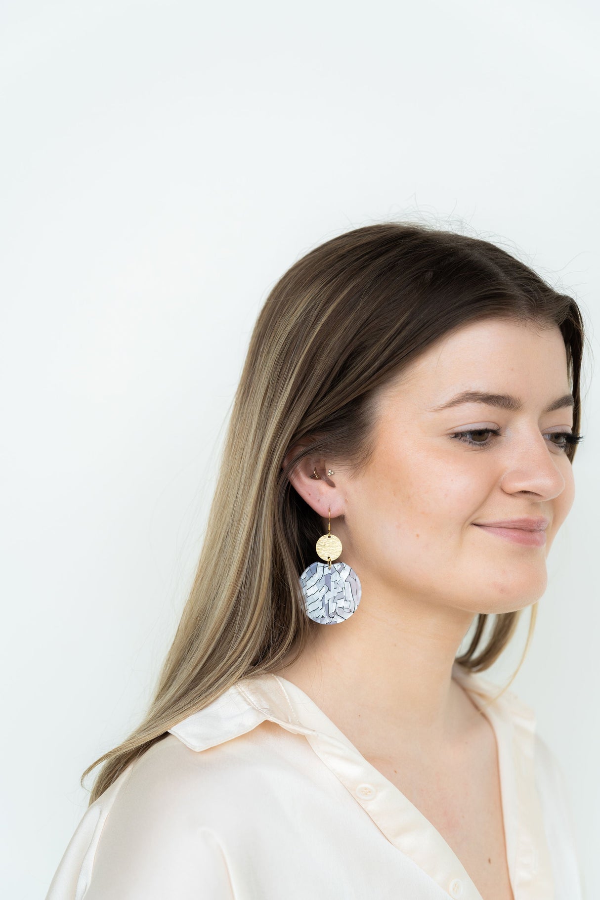 Zoey Earrings - Pearl Black Stripe from Spiffy & Splendid