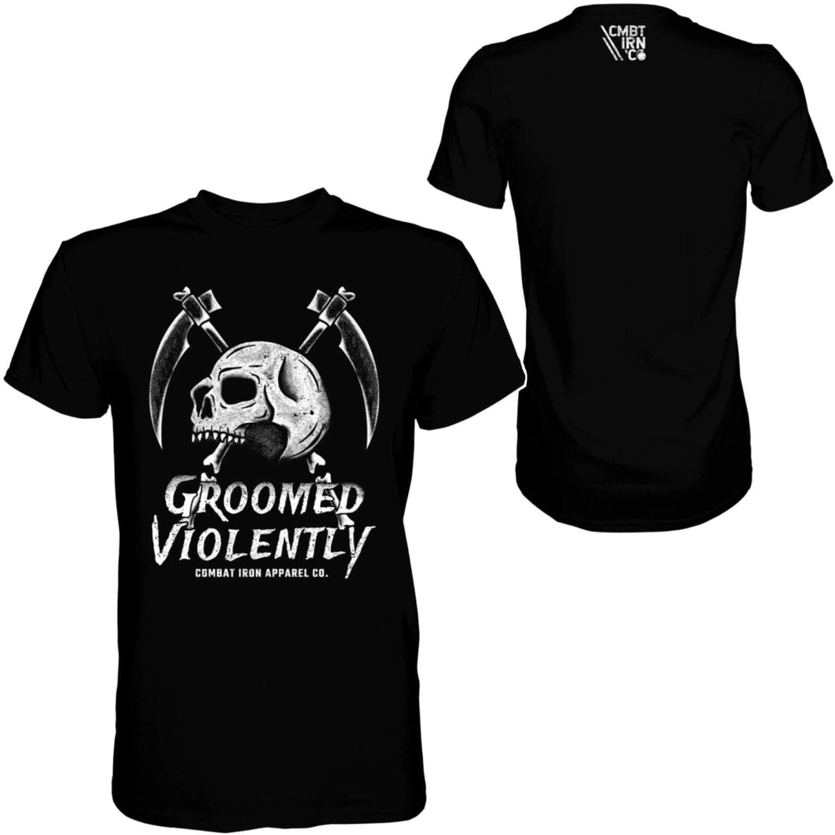 Groomed Violently Skull Men's T-Shirt From Combat Iron Apparel