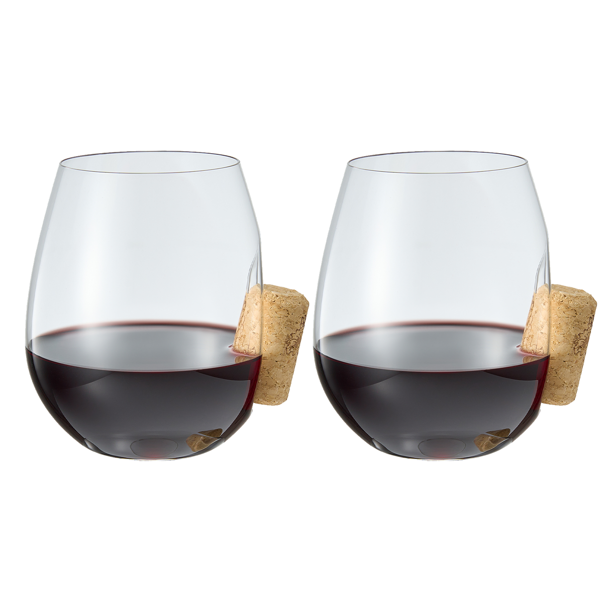 Corked Stemless Wine Glasses | Set of 2 | Stuck In The Glass Wine Cork Cocktail Glassware, Enthusiast Gift, Artisanal Crystal Glassware - Gift Idea for Him, Her, Wine Lover, Housewarming (19.6 OZ) from The Wine Savant