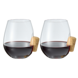 Corked Stemless Wine Glasses | Set of 2 | Stuck In The Glass Wine Cork Cocktail Glassware, Enthusiast Gift, Artisanal Crystal Glassware - Gift Idea for Him, Her, Wine Lover, Housewarming (19.6 OZ) from The Wine Savant