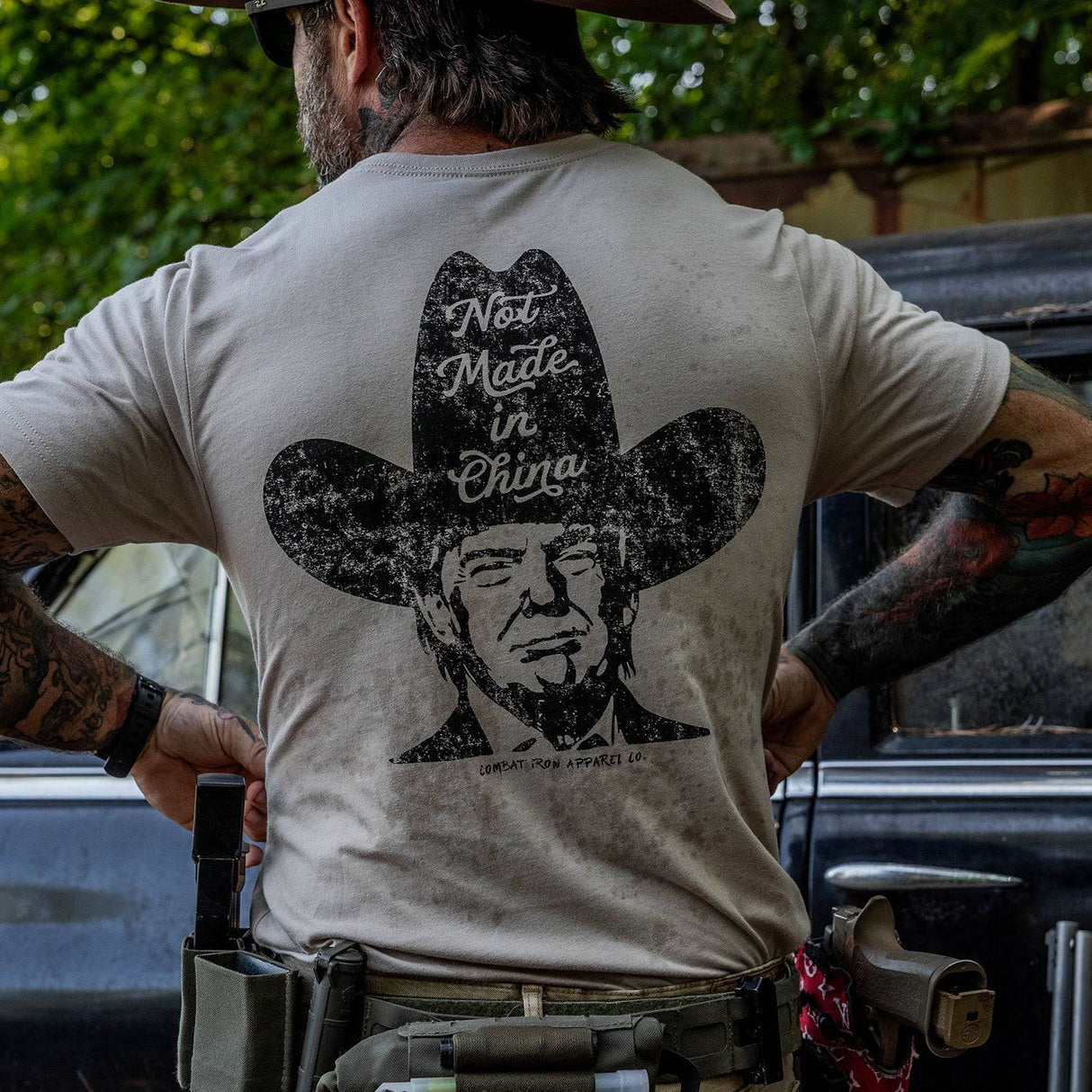 Not Made In China Trump Men's T-Shirt from Combat Iron Apparel