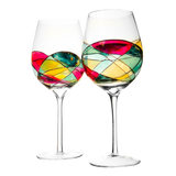 The Wine Savant Artisanal Hand Painted Renaissance Romantic Stain-glassed Windows Wine Glasses Set of 2 - Gift Idea for Her, Him, Birthday, Housewarming - Extra Large Goblets 29OZ (Stemmed) from The Wine Savant