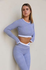 Astoria LUXE BALANCE Staple Sleeved Crop - Blue Lattice From Astoria Activewear
