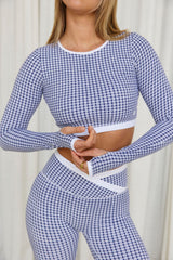 Astoria LUXE BALANCE Staple Sleeved Crop - Blue Lattice From Astoria Activewear