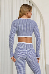 Astoria LUXE BALANCE Staple Sleeved Crop - Blue Lattice From Astoria Activewear