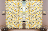DaDa Bedding Set of 2 Botanical Floral Window Curtain Panels - Natural Semi Sheer Yellow Fleur Golden Orange Spring Time Tulips Straight Tailored Edge from DaDalogy Bedding Collection