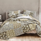 DaDa Bedding Bohemian Olive Brown Moroccan Paisley Floral Filigree Patchwork Cotton Bedspread Set (JHW-885) from DaDalogy Bedding Collection