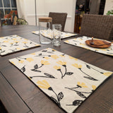 DaDa Bedding Set of 4-Pieces Sunshine Yellow Fleur Spring Tapestry Dining Table Placemats 13” x 19” (18112) from DaDalogy Bedding Collection