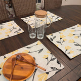 DaDa Bedding Set of 4-Pieces Sunshine Yellow Fleur Spring Tapestry Dining Table Placemats 13” x 19” (18112) from DaDalogy Bedding Collection