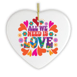 All We Need is Love Ornament, 1960s Hippy Psychedelic Style Christmas Decoration from OrnamentallyYou
