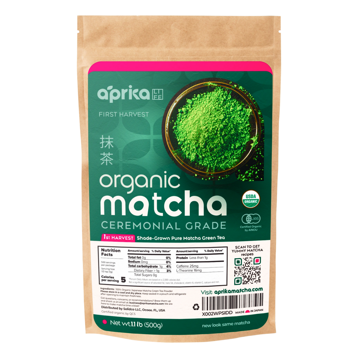 Organic Japanese Ceremonial Grade Matcha Green Tea Powder from Aprika Life