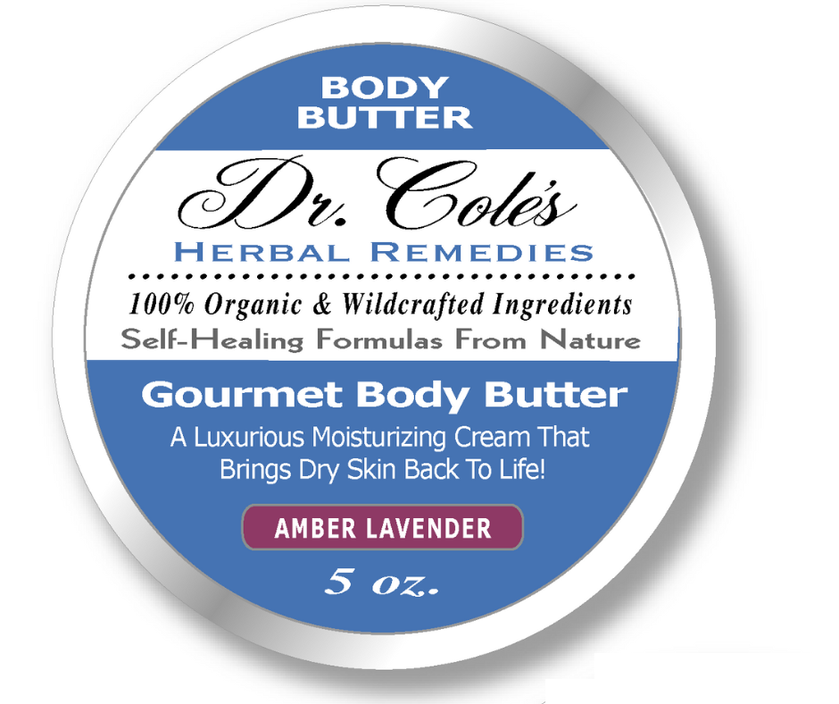 Two Gourmet Body Butters - #13: Unscented and Amber Lavender From Dr. Cole's Herbal Remedies