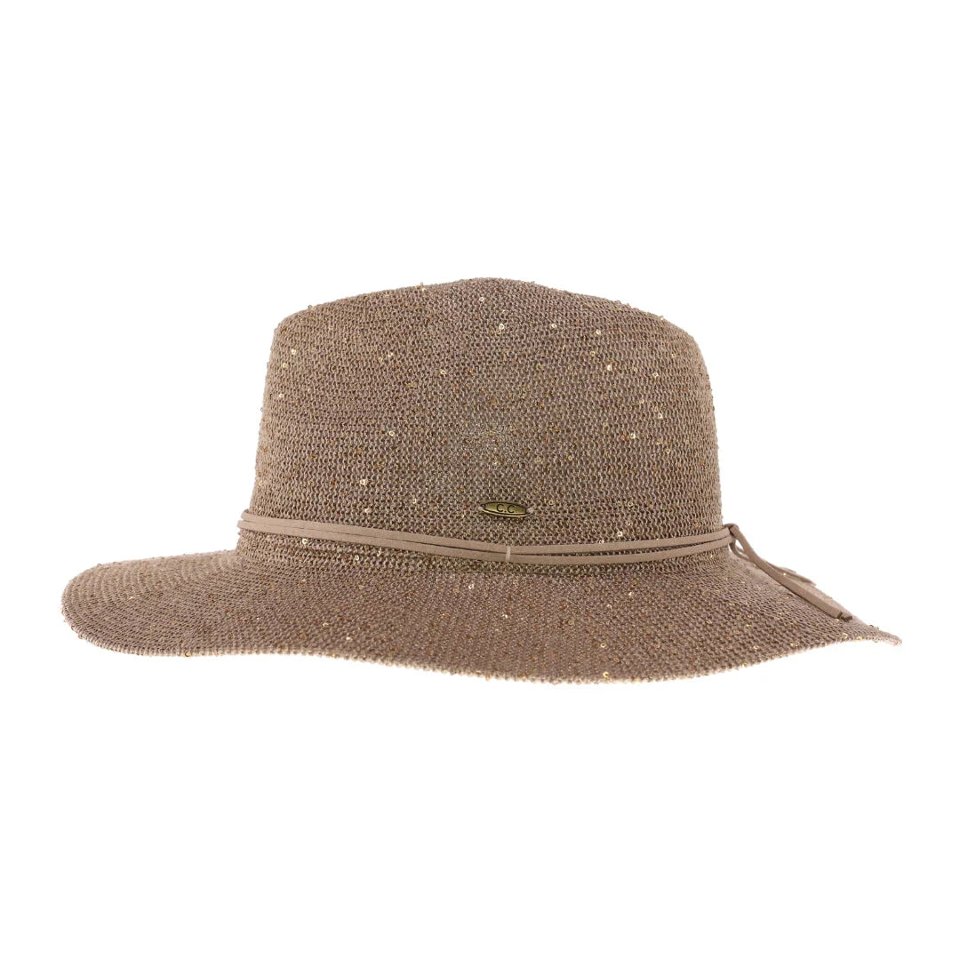 C.C Knitted Panama Hat with Sequins from Madeline Love