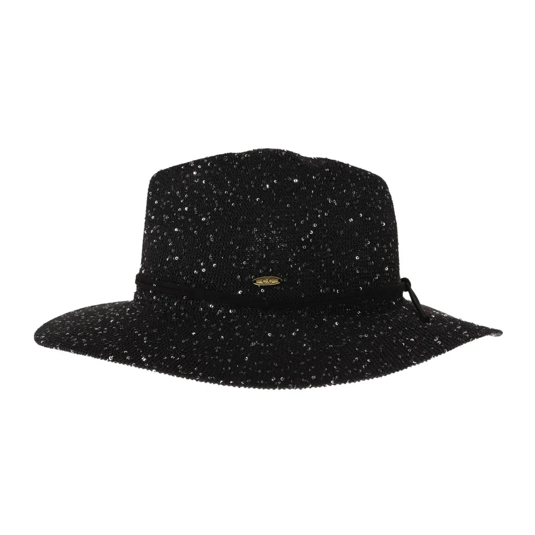 C.C Knitted Panama Hat with Sequins from Madeline Love