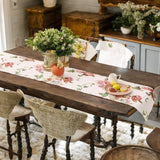 DaDa Bedding Romantic Roses Pink White Lovely Floral Quilted Dining Table Runner (879) from DaDalogy Bedding Collection