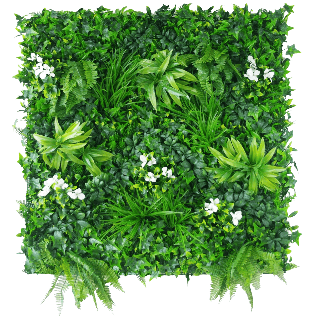 Sample Panel of Snowy White Artificial Vertical Garden (Small Sample) Commercial Grade UV Resistant from Designer Plants USA