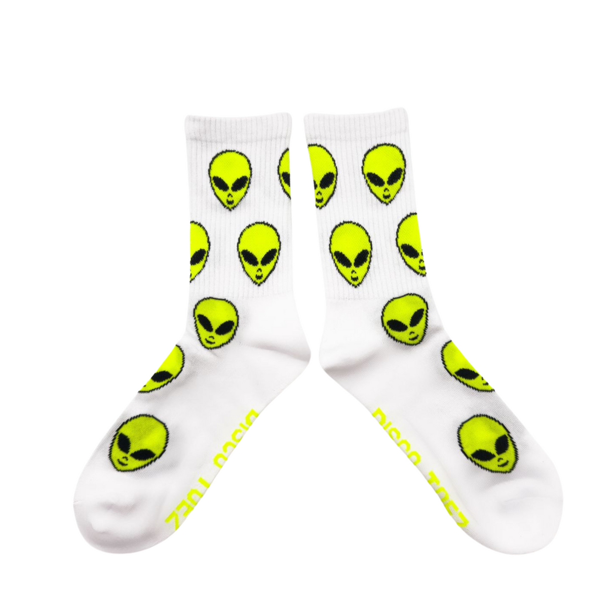 Yellow Alien socks from Disco Toez