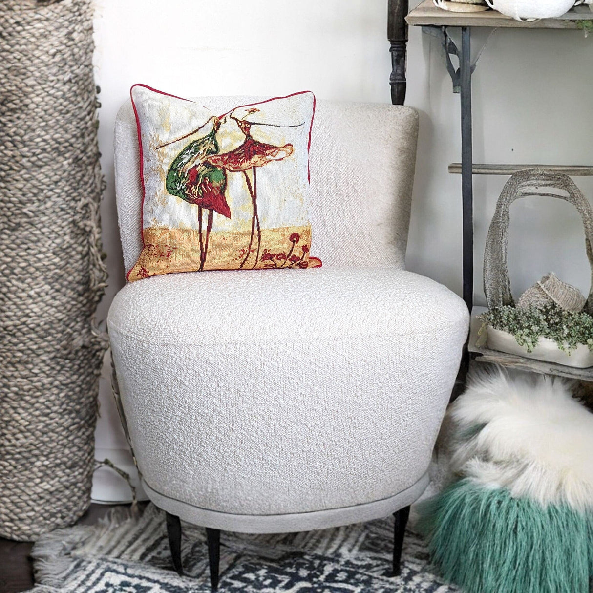 Tache Abstract Ballerina Art Golden Beige Woven Tapestry Throw Pillow Cover (18110) from Tache Home Fashion