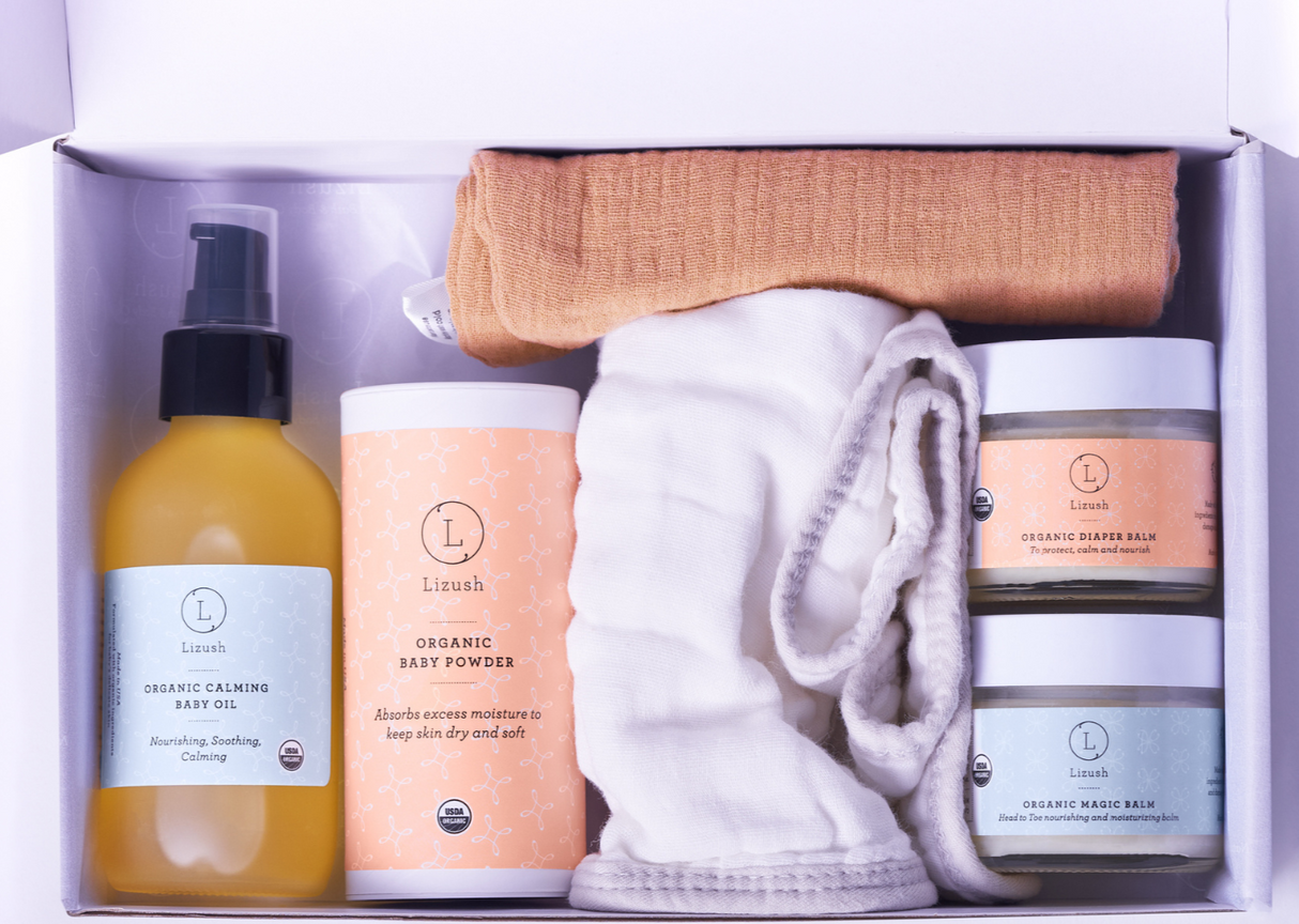Organic full care new baby gift set - welcome little one! from Lizush