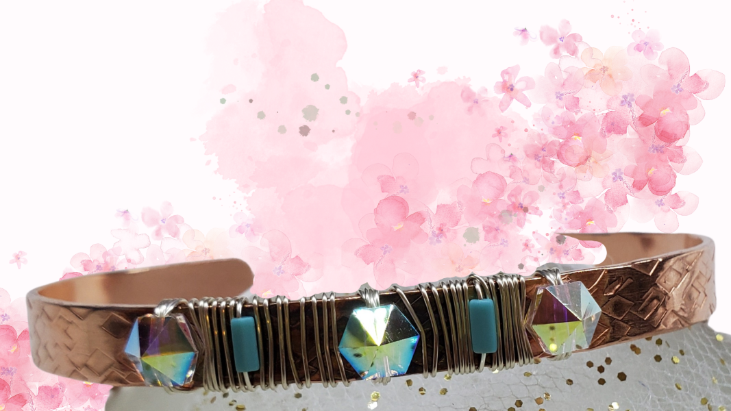 Crystal Spike Bead Copper Cuff from Alexa Martha Designs