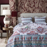 DaDa Bedding Bohemian Summertime White Blue Floral Paisley Bedspread Set (KSX-003) from DaDalogy Bedding Collection