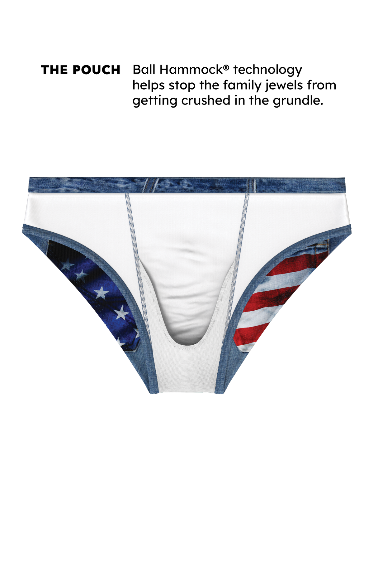 The Chattahoochee Daddy | USA Denim Print Ball Hammock® Pouch Swim Briefs from Shinesty