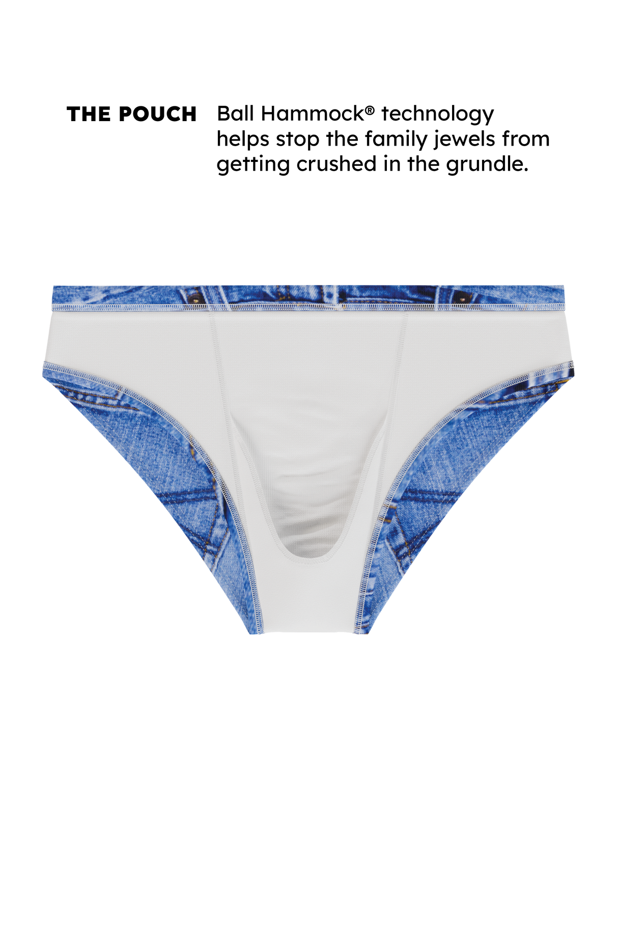 The Daytona Dong Sarong  | Denim Print Ball Hammock® Pouch Swim Briefs from Shinesty