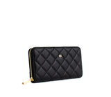 Uptown Quilted - Black Zipper Wallet from Gunas New York