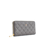 Uptown Quilted - Grey Zipper Wallet from Gunas New York