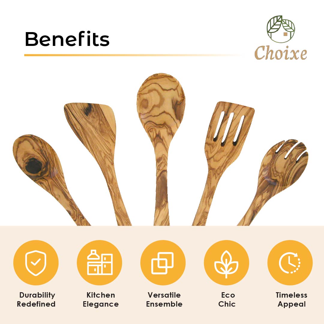 Olive Wood Kitchen Servers Set -5 pcs from Choixe