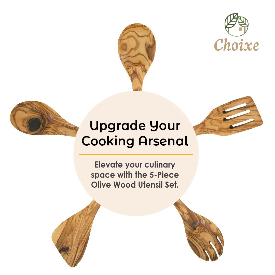 Olive Wood Kitchen Servers Set -5 pcs from Choixe