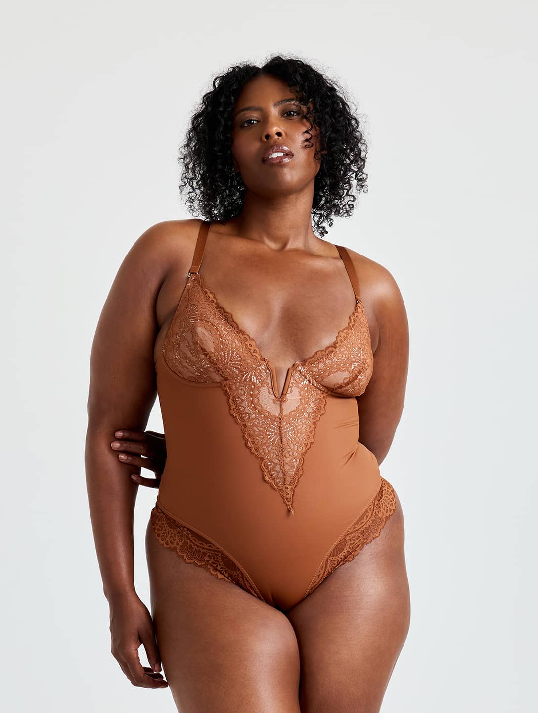 V-Neck Half Laced Bodysuit from HeyShape