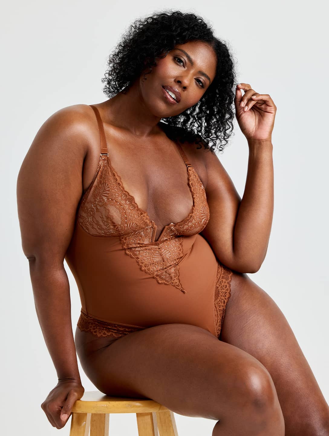 V-Neck Half Laced Bodysuit from HeyShape